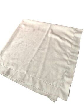 Vintage Vera Neumann Ivory Hemstitch Square Tablecloth 50x50 Made in USA Logo